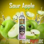 Sultingi žali obuoliai, papildyti drąsaus dizaino "Randm Tornado 7000 vape".